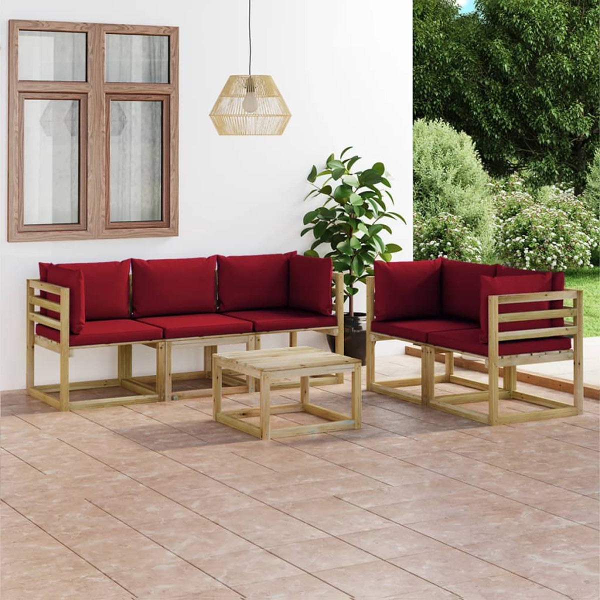 VIDAXL 3065215 Gartentisch- und Rot Stuhlset
