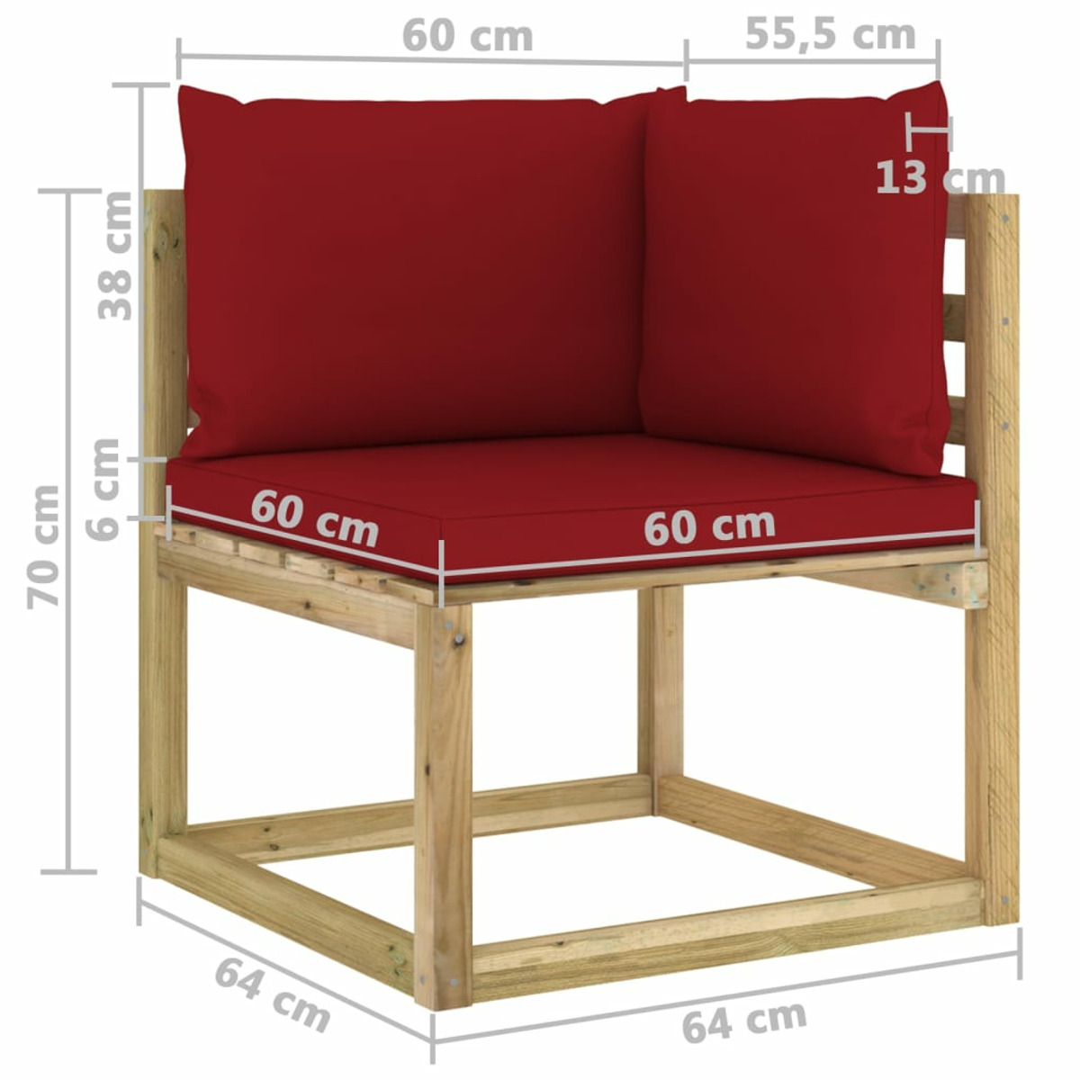 VIDAXL Rot Stuhlset, und Gartentisch- 3065227