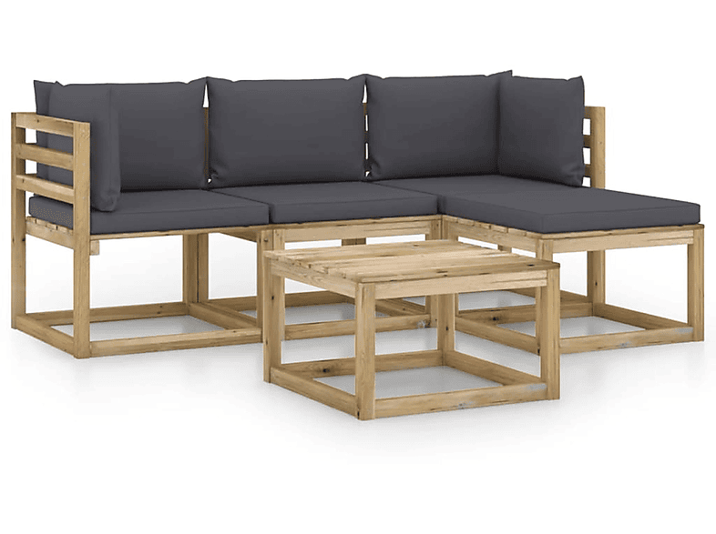 Grau Gartentisch- VIDAXL und 3064941 Stuhlset,