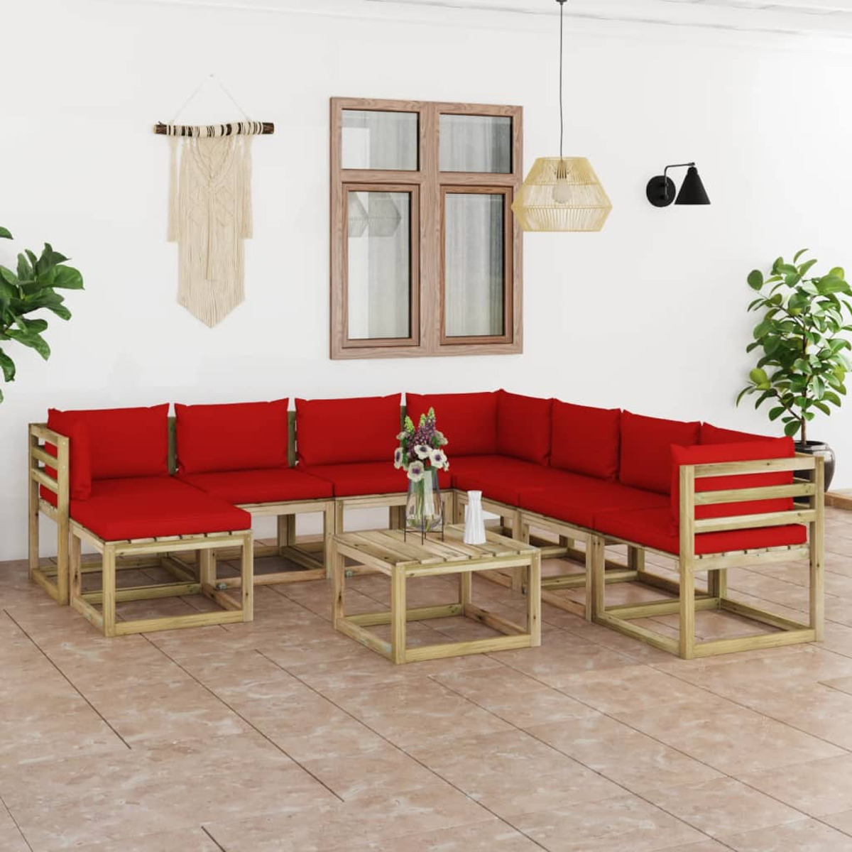 VIDAXL Rot und Gartentisch- 3065137 Stuhlset,