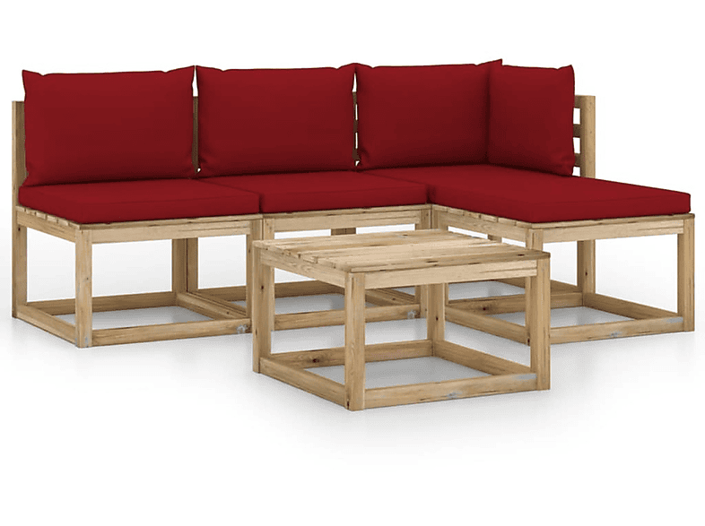 VIDAXL 3065210 Gartentisch- Rot Stuhlset, und