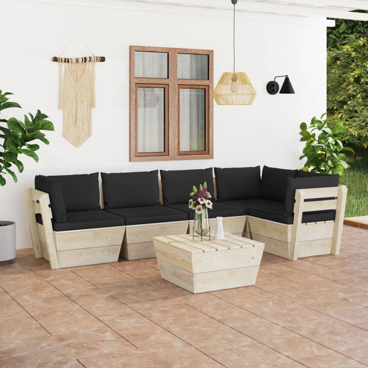Gartentisch- Stuhlset, VIDAXL und Schwarz 3063571
