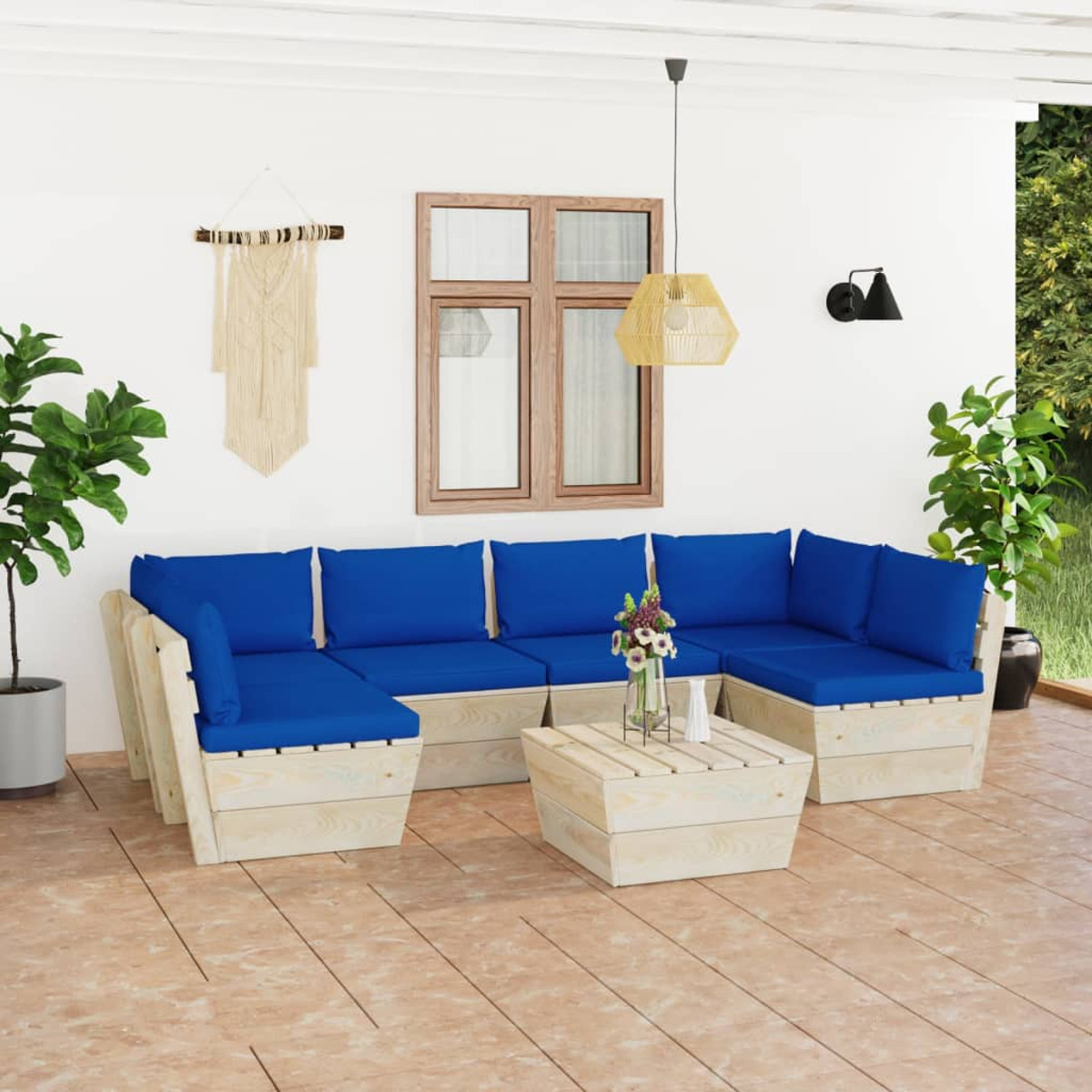 Stuhlset, Gartentisch- und VIDAXL 3063598 Blau