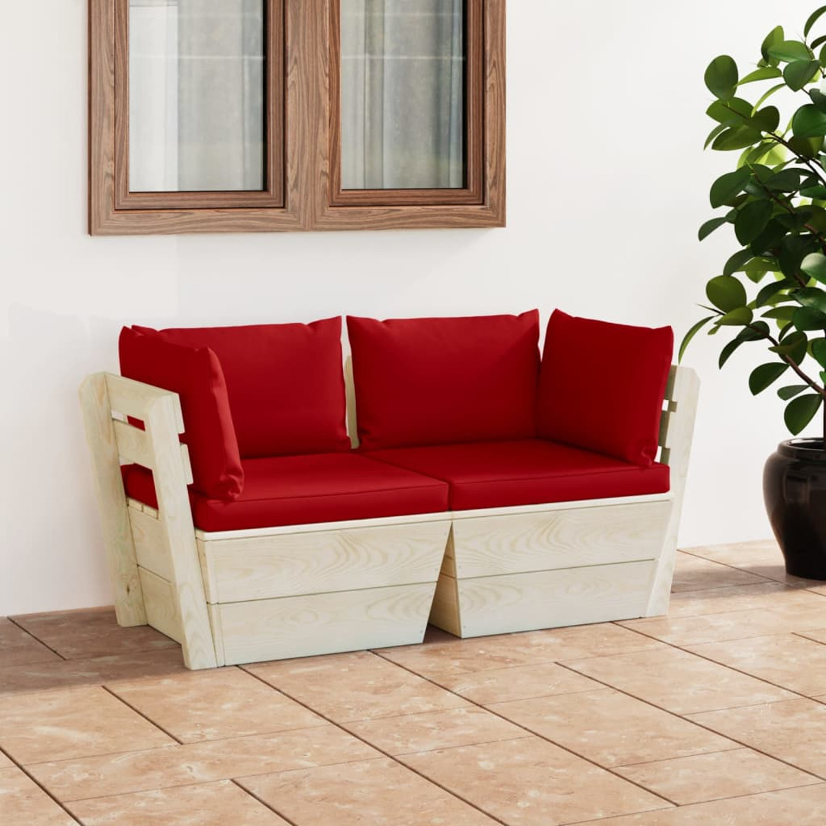 VIDAXL 3063390 Stuhlset, und Gartentisch- Rot