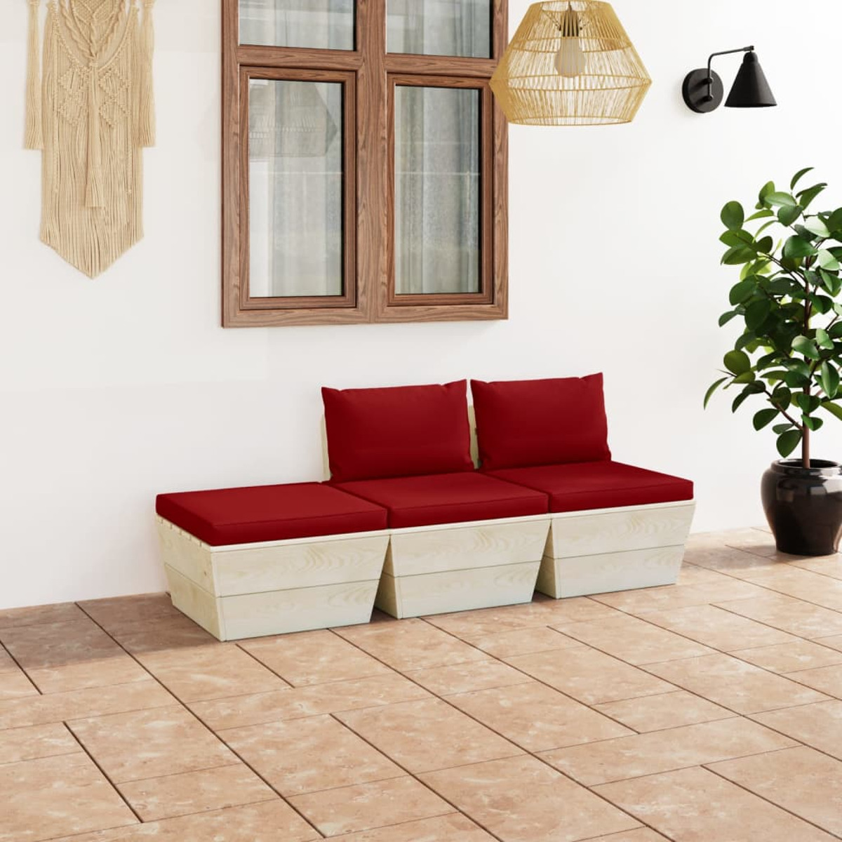 Gartentisch- Stuhlset, und 3063417 VIDAXL Rot