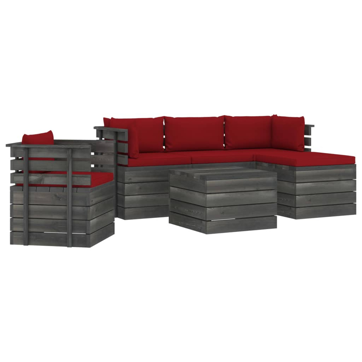 VIDAXL Gartentisch- Rot 3061860 und Stuhlset,