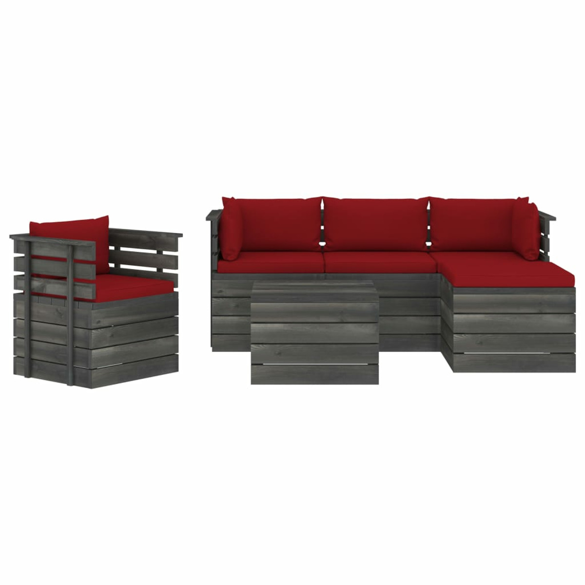 VIDAXL Gartentisch- Rot 3061860 und Stuhlset,