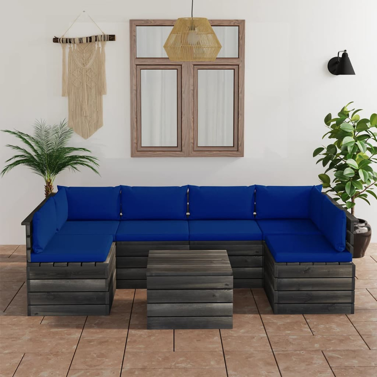 Blau Gartentisch- und Stuhlset, VIDAXL 3061993