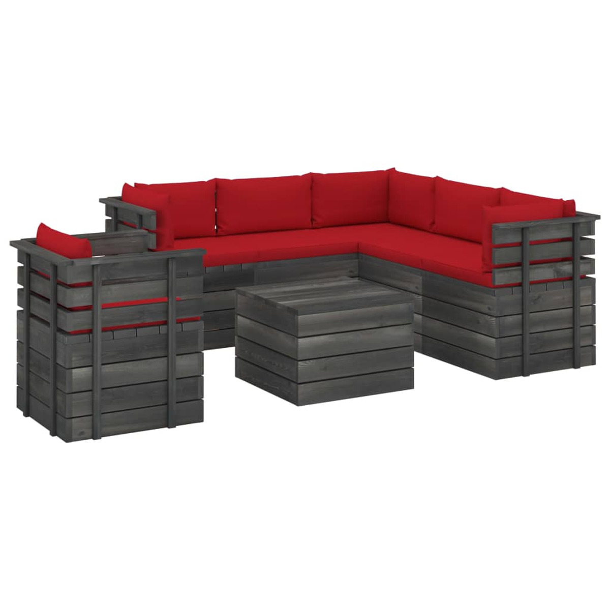 VIDAXL 3061917 Gartentisch- und Stuhlset, Rot