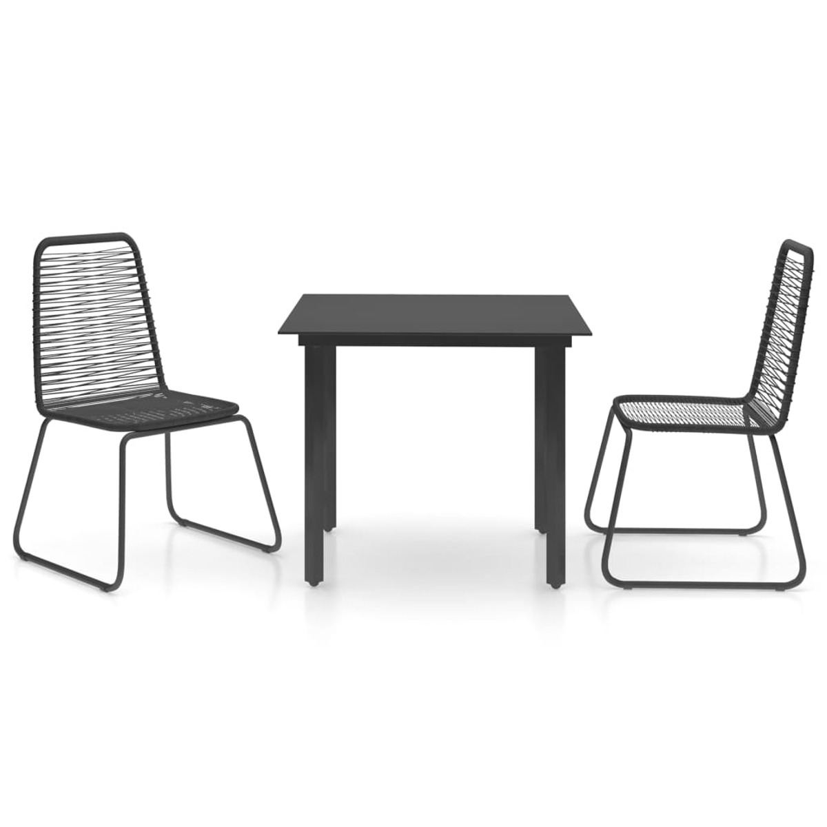 Schwarz Gartentisch- Stuhlset, 3060130 und VIDAXL