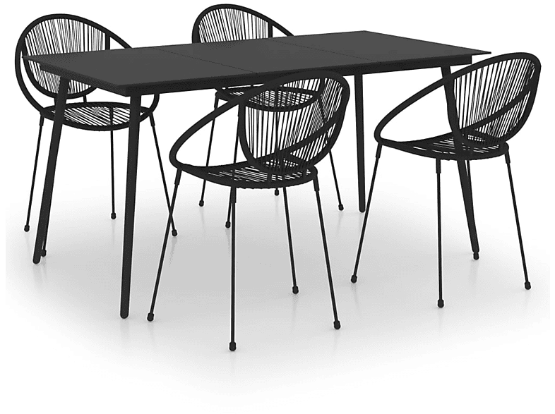 Gartentisch- Stuhlset, Schwarz 3060221 und VIDAXL