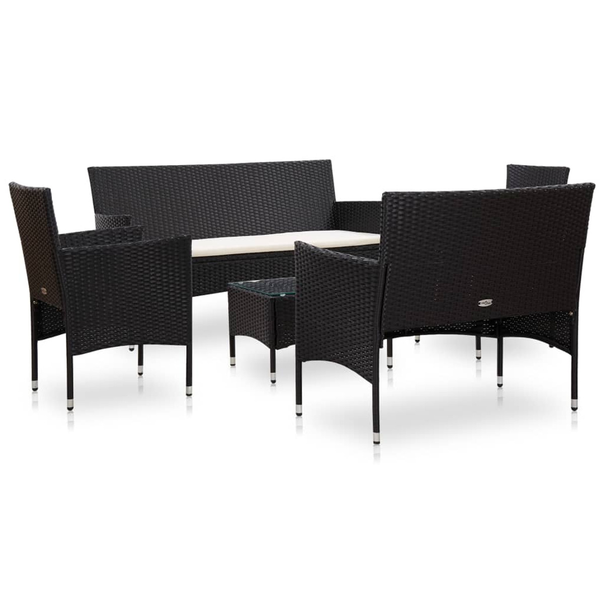 Schwarz Gartentisch- Stuhlset, VIDAXL und 45893