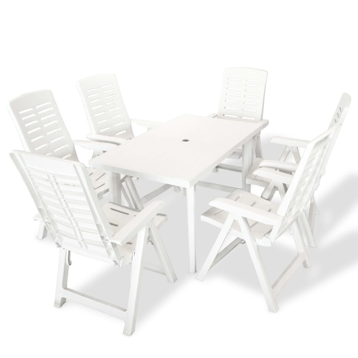 275075 VIDAXL Stuhlset, und Gartentisch- Weiß