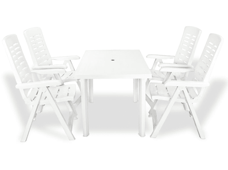 VIDAXL Weiß Stuhlset, Gartentisch- und 275074