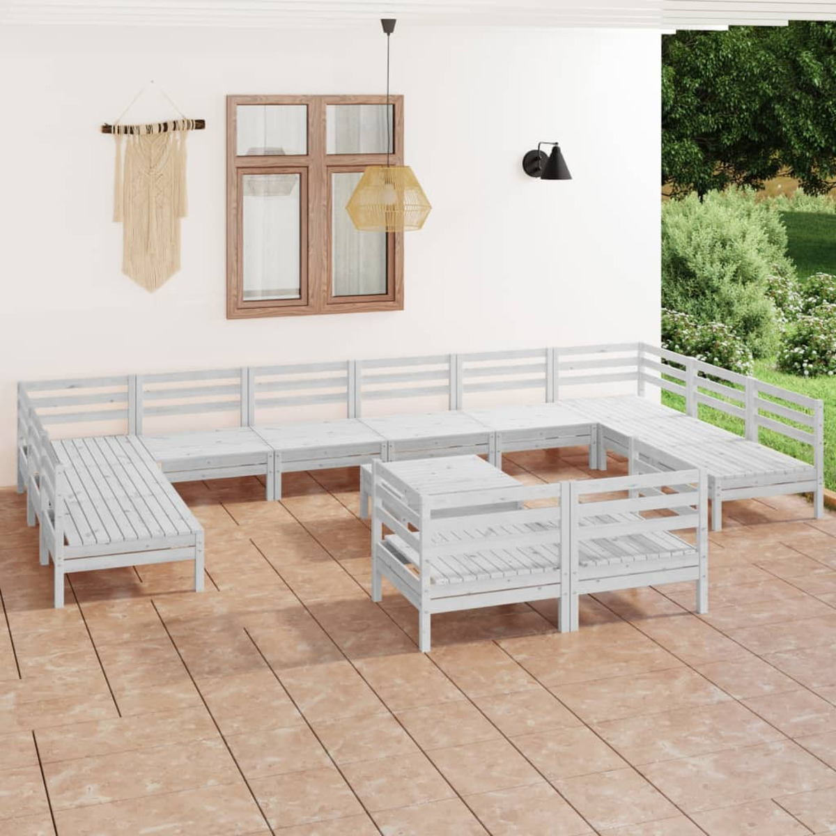 3083500 Stuhlset, VIDAXL und Weiß Gartentisch-