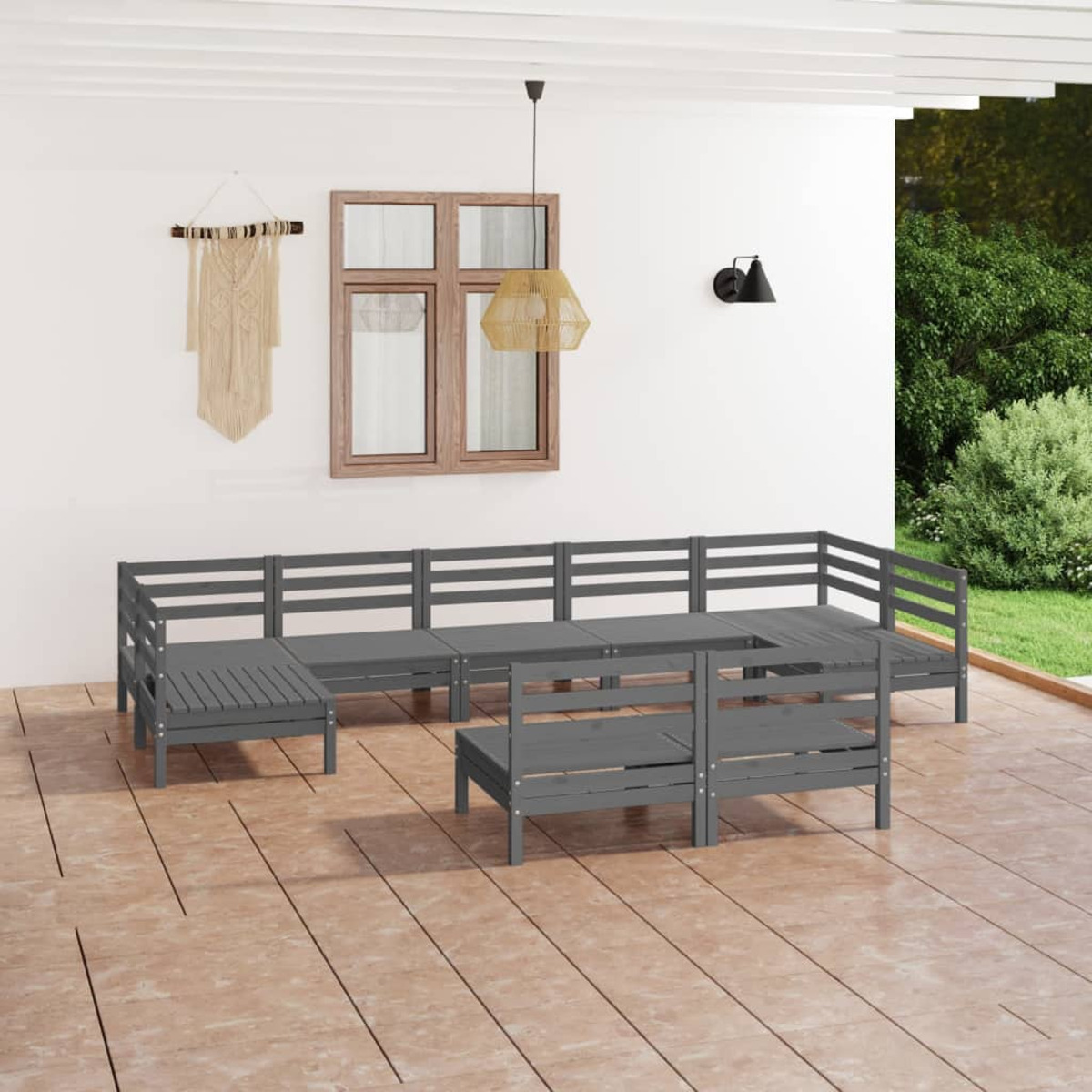 VIDAXL 3083436 Stuhlset, Gartentisch- Grau und