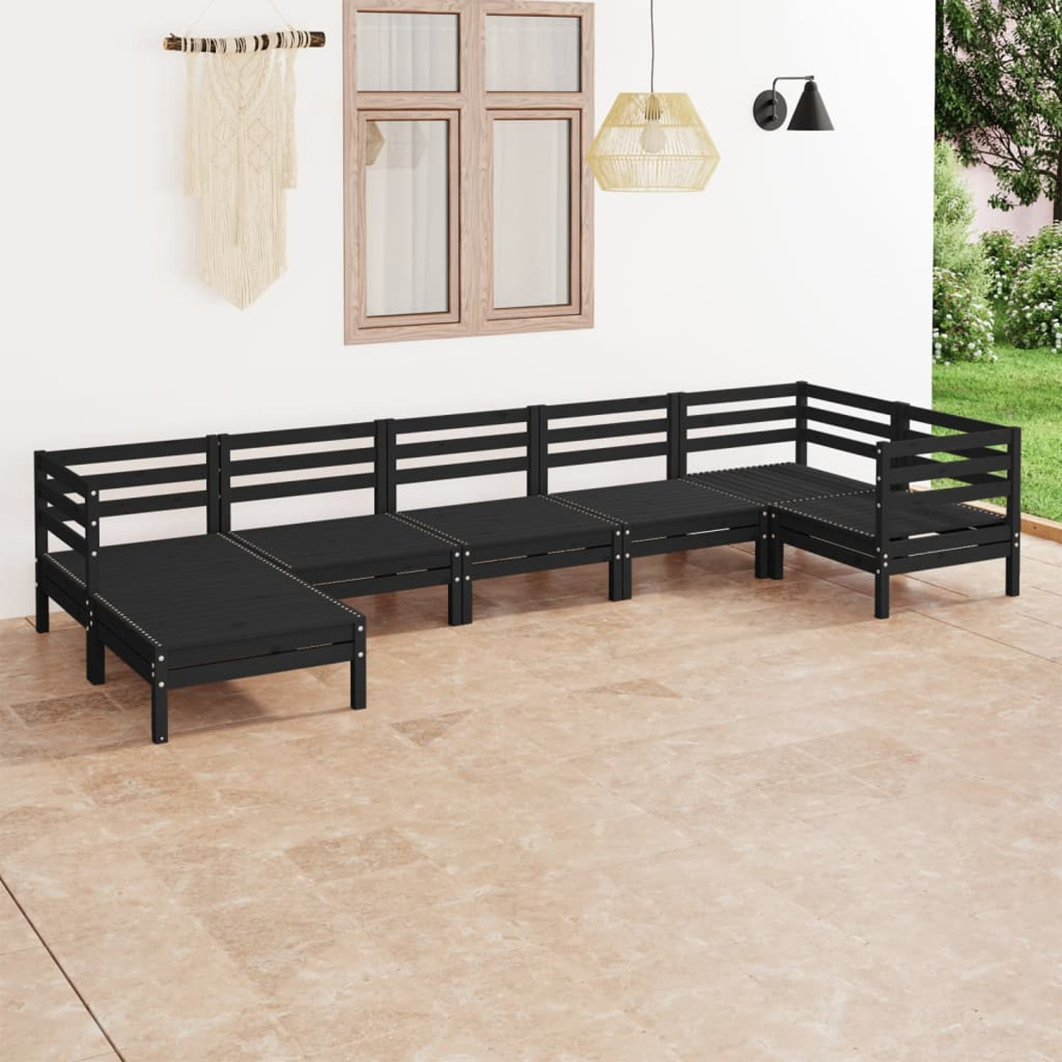 VIDAXL 3082968 Gartentisch- und Stuhlset, Schwarz