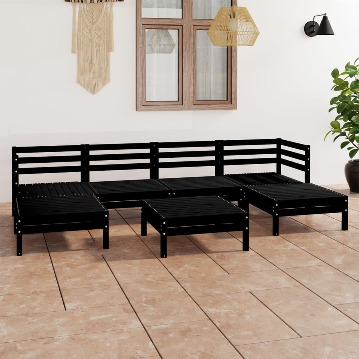 Gartentisch- Stuhlset, 3083343 Schwarz VIDAXL und