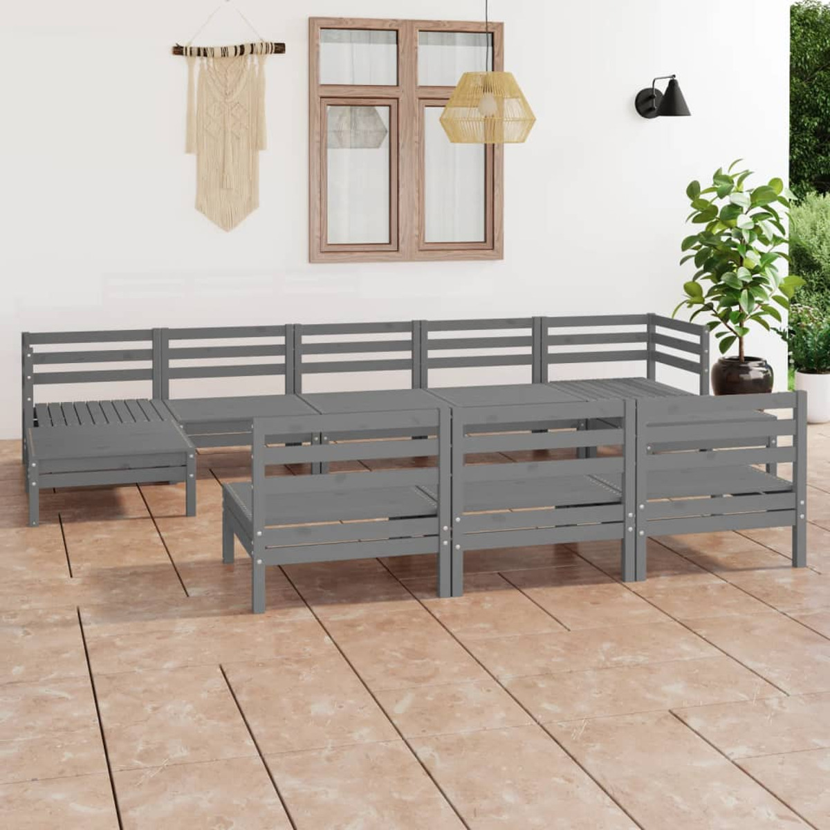 Grau und VIDAXL 3083366 Gartentisch- Stuhlset,