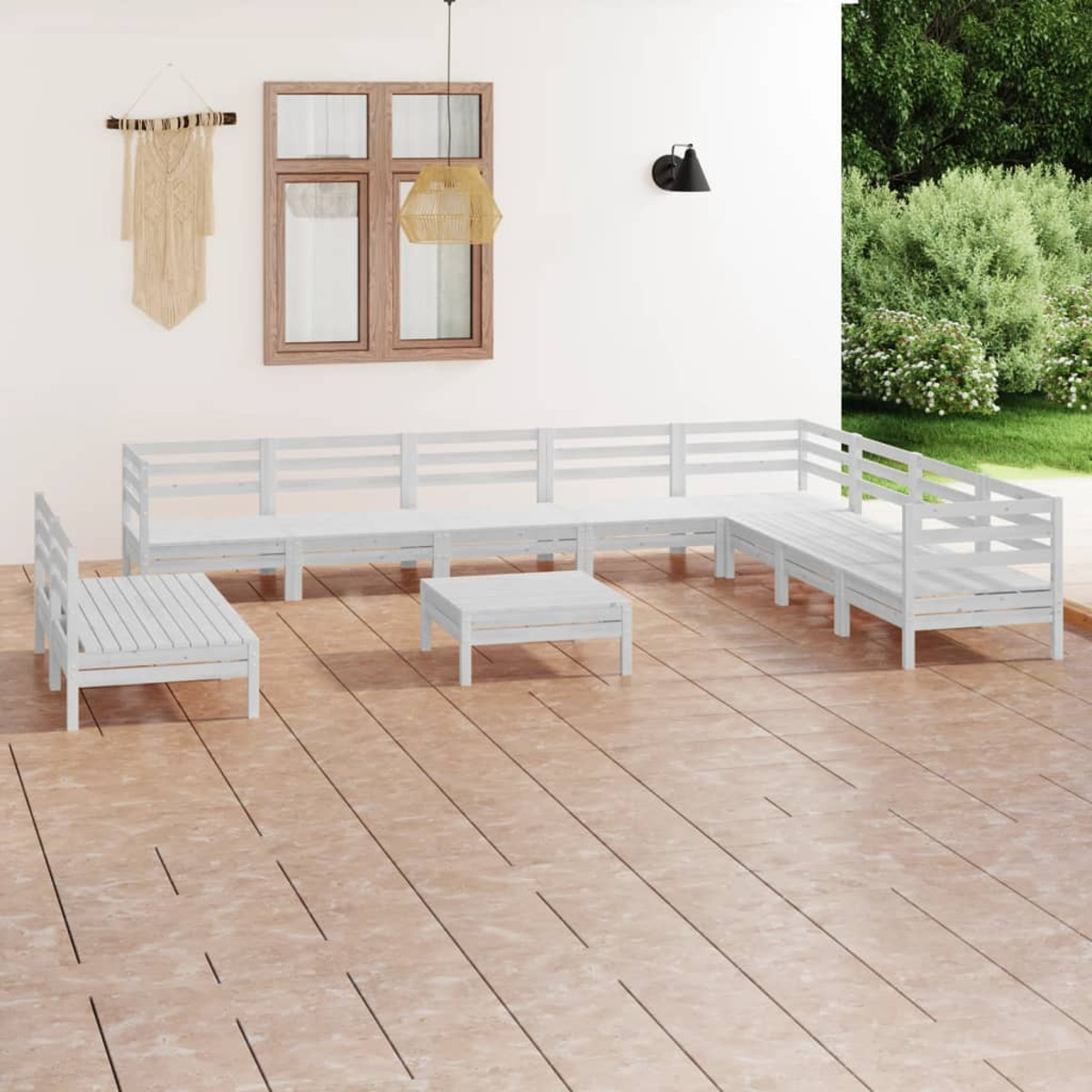 VIDAXL 3083140 Gartentisch- und Weiß Stuhlset