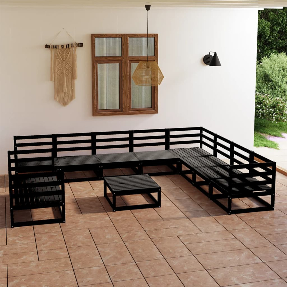 Schwarz Stuhlset, und Gartentisch- VIDAXL 3075933
