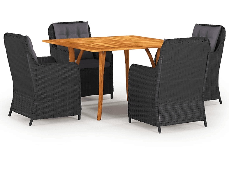 Gartentisch- Stuhlset, VIDAXL Schwarz 3071965 und