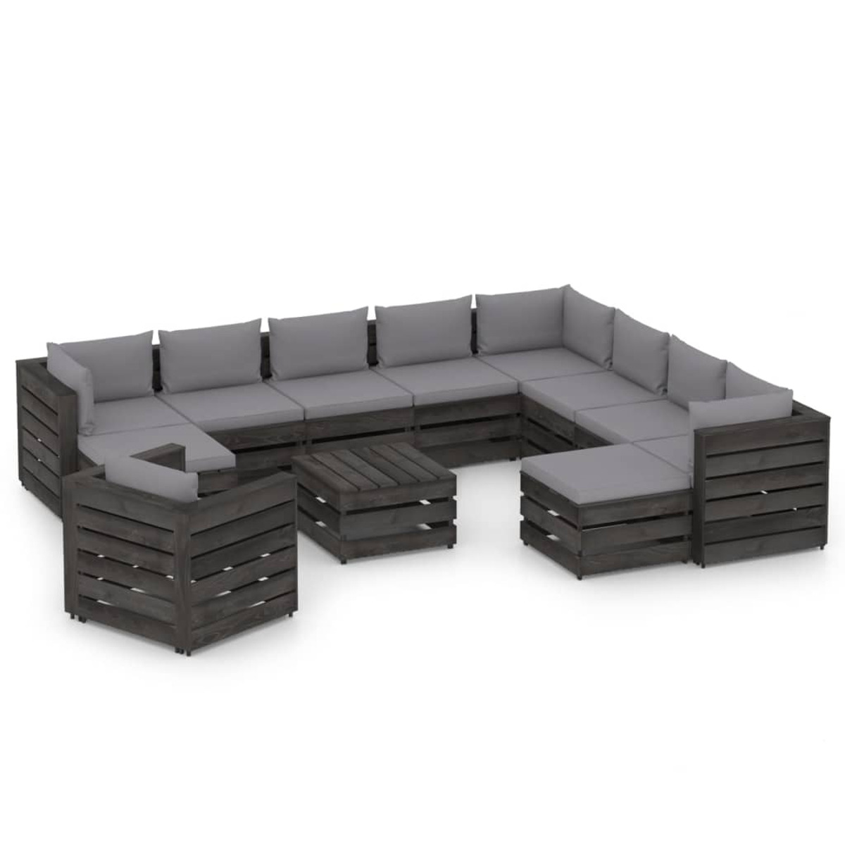 VIDAXL 3068505 Gartentisch- und Stuhlset, Grau