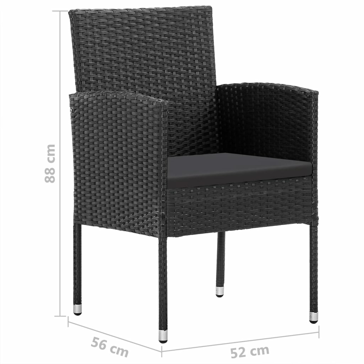 Schwarz Stuhlset, und 3072162 Gartentisch- VIDAXL