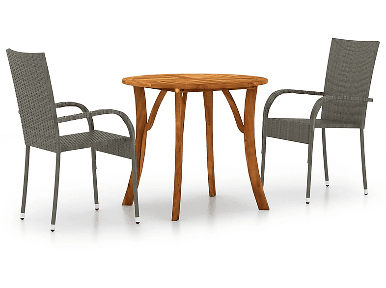 Grau Gartentisch- und Stuhlset, 3071750 VIDAXL