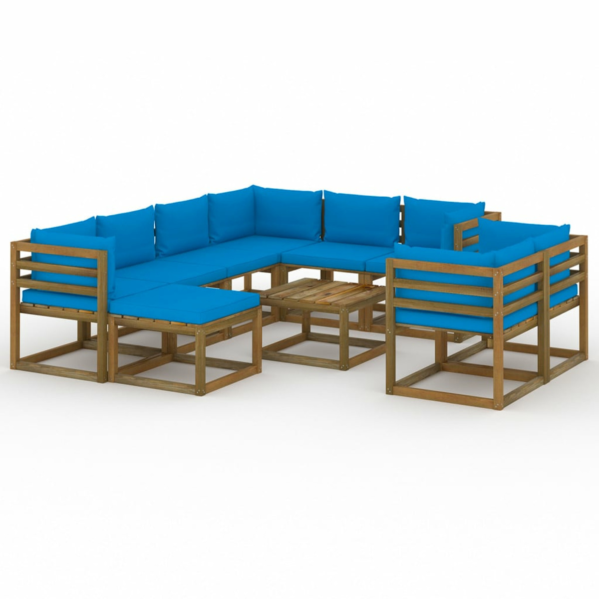 VIDAXL 3067564 Gartentisch- und Stuhlset, Blau