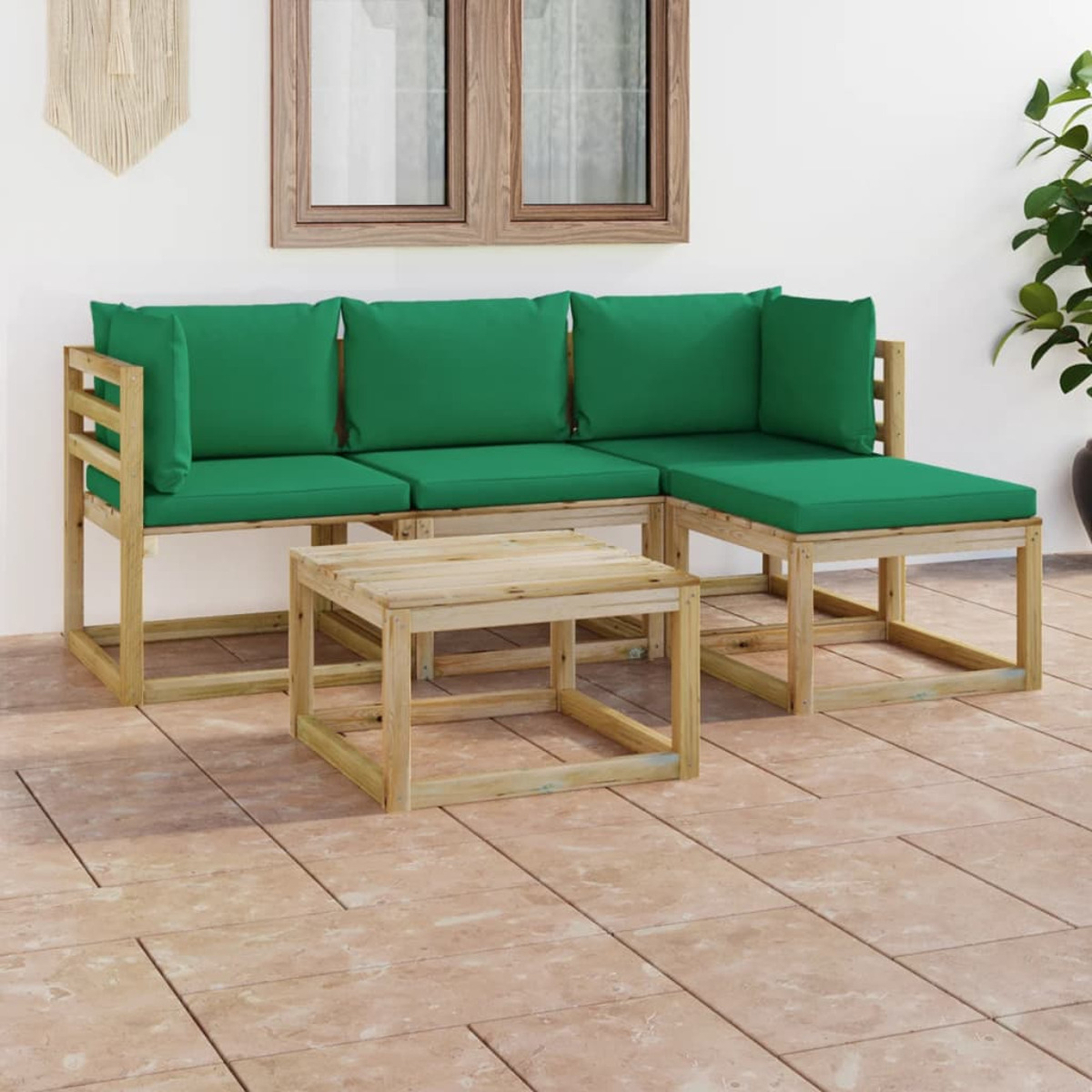 Gartentisch- und Stuhlset, Grün VIDAXL 3065091