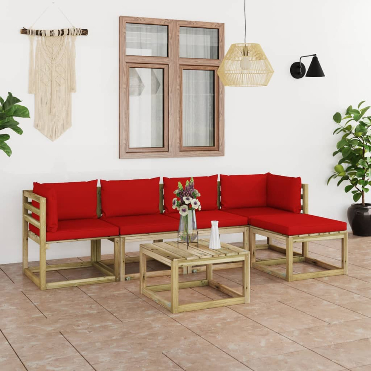 VIDAXL 3065128 Gartentisch- Stuhlset, Rot und