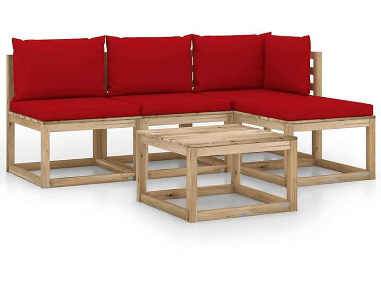 Gartentisch- Stuhlset, 3065120 Rot und VIDAXL