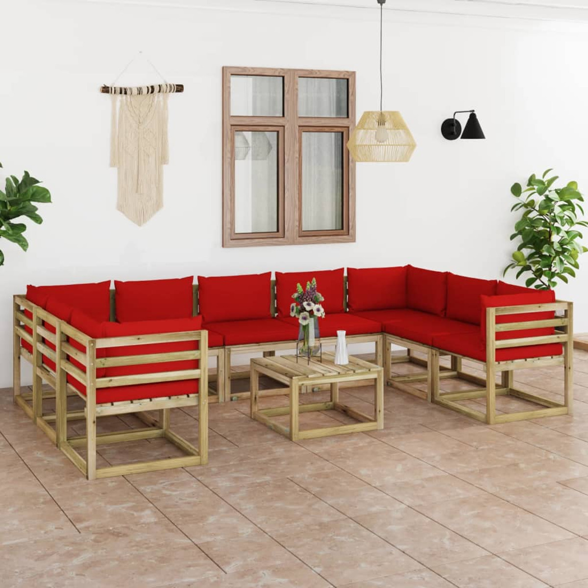 VIDAXL 3065134 Gartentisch- Stuhlset, und Rot