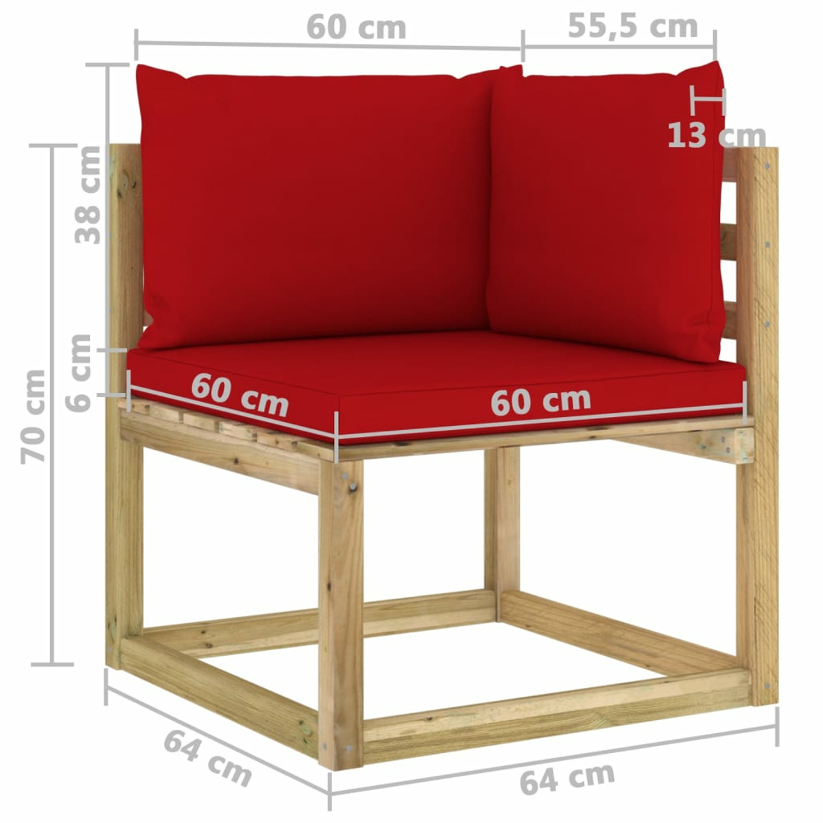 VIDAXL 3065132 Stuhlset, Gartentisch- Rot und