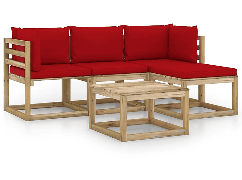 und Rot Gartentisch- Stuhlset, 3065121 VIDAXL