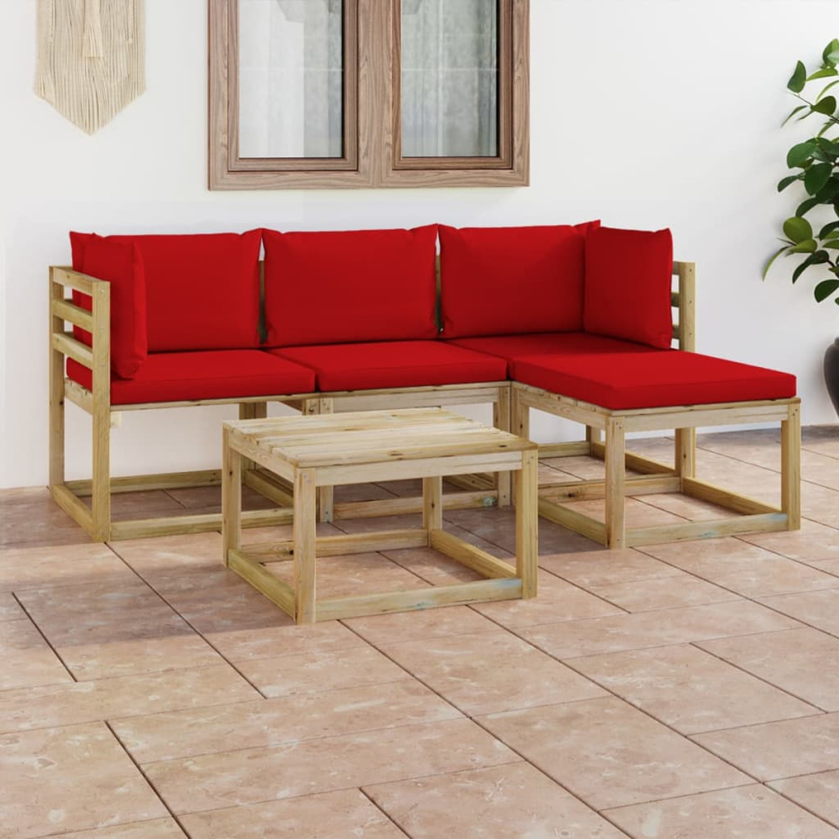 VIDAXL 3065121 Gartentisch- Stuhlset, Rot und
