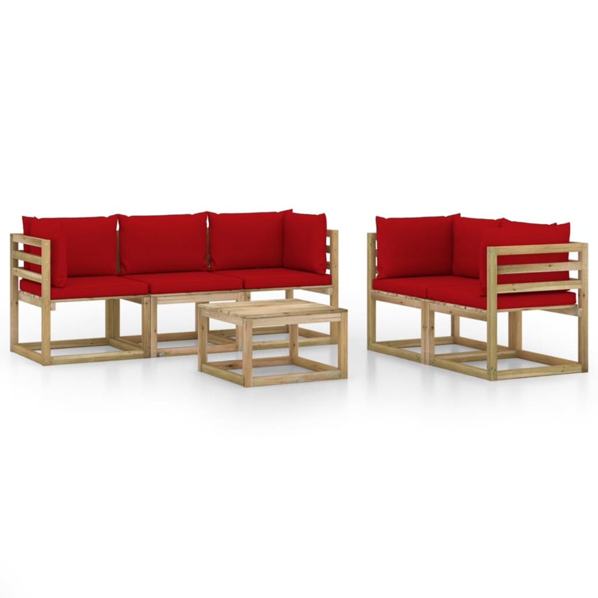 Rot Stuhlset, und Gartentisch- VIDAXL 3065125