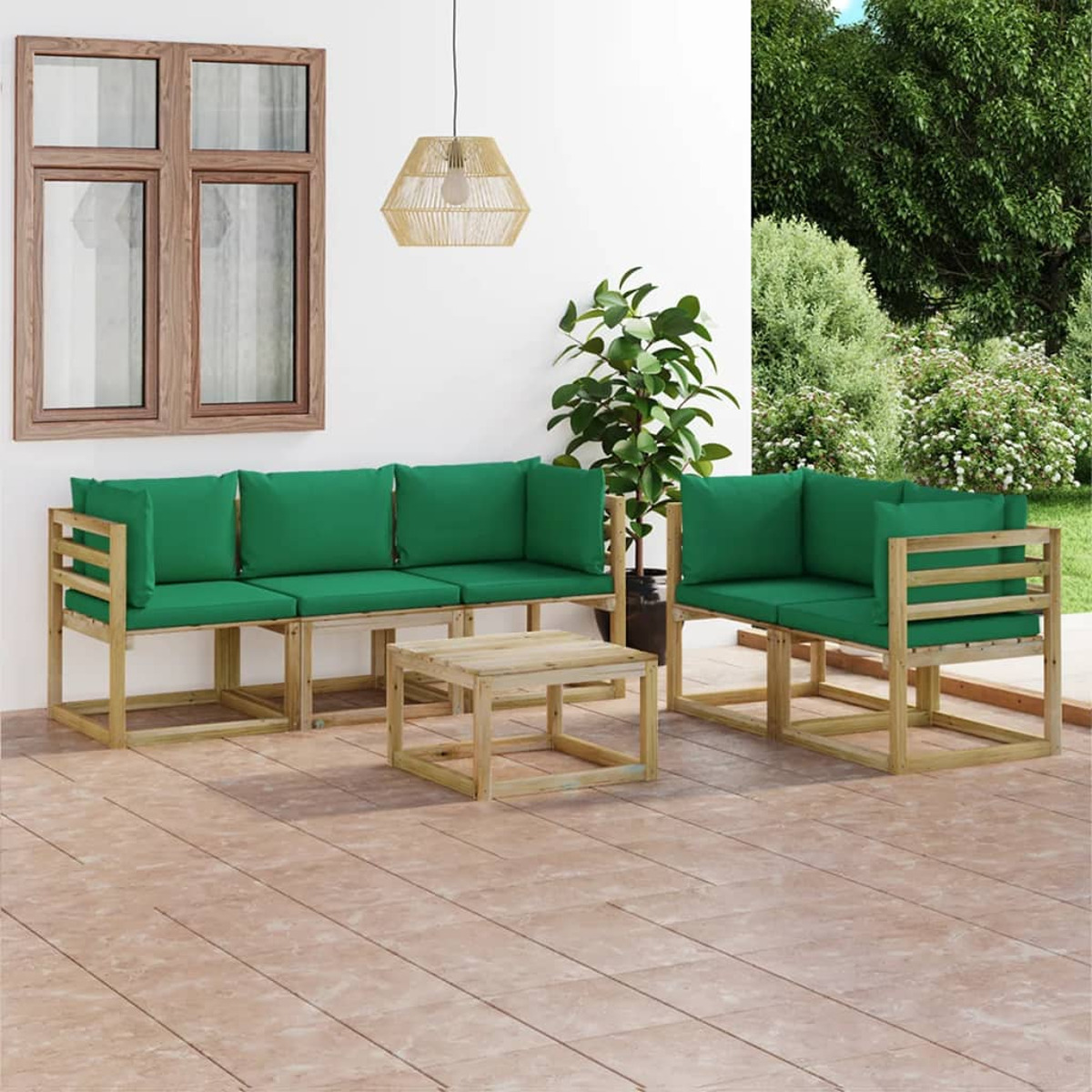 Gartentisch- Stuhlset, VIDAXL und 3065095 Grün