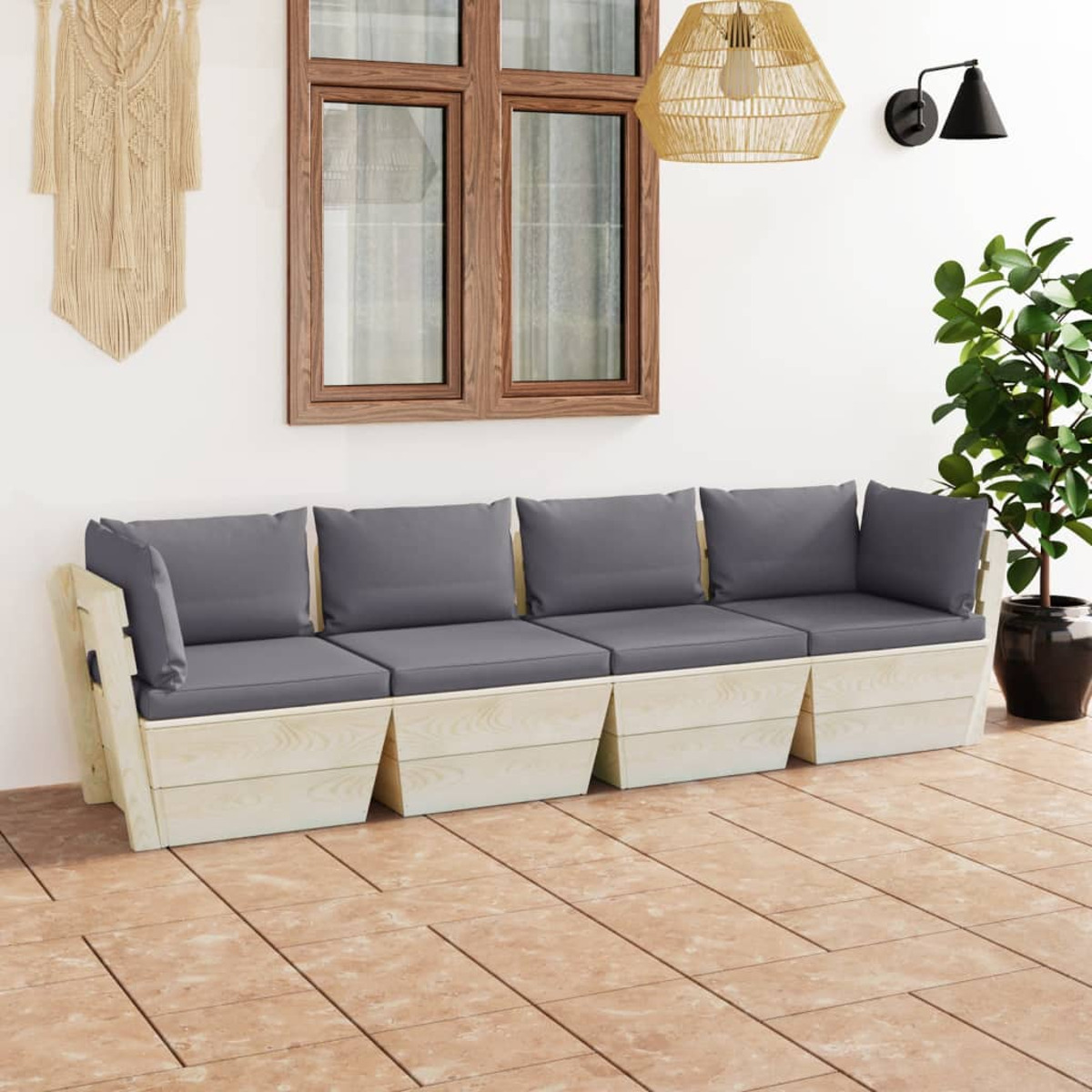 VIDAXL und Gartentisch- Stuhlset, Grau 3063444