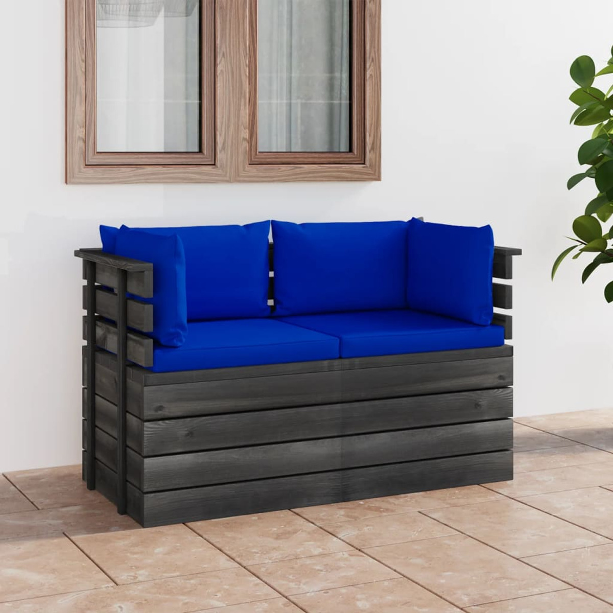 3061741 Gartentisch- und Blau Stuhlset, VIDAXL