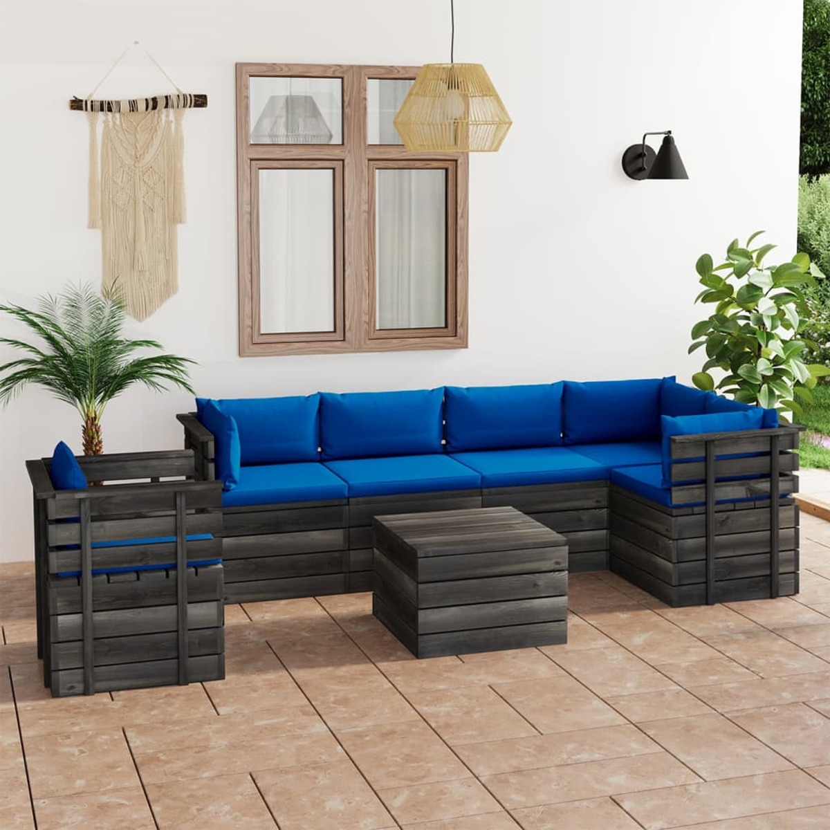 3061969 Gartentisch- VIDAXL Blau Stuhlset, und