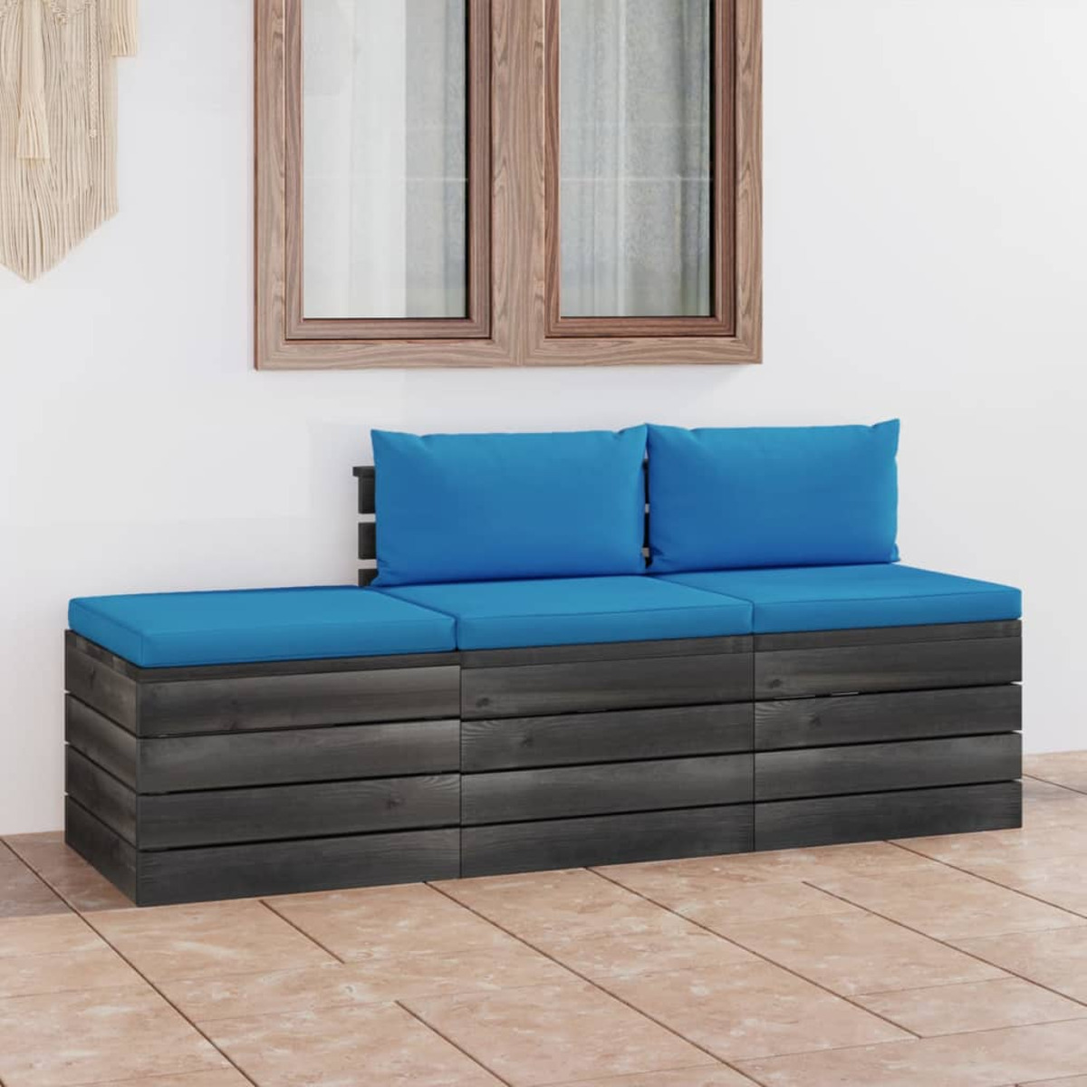 3061759 VIDAXL Stuhlset, Blau und Gartentisch-