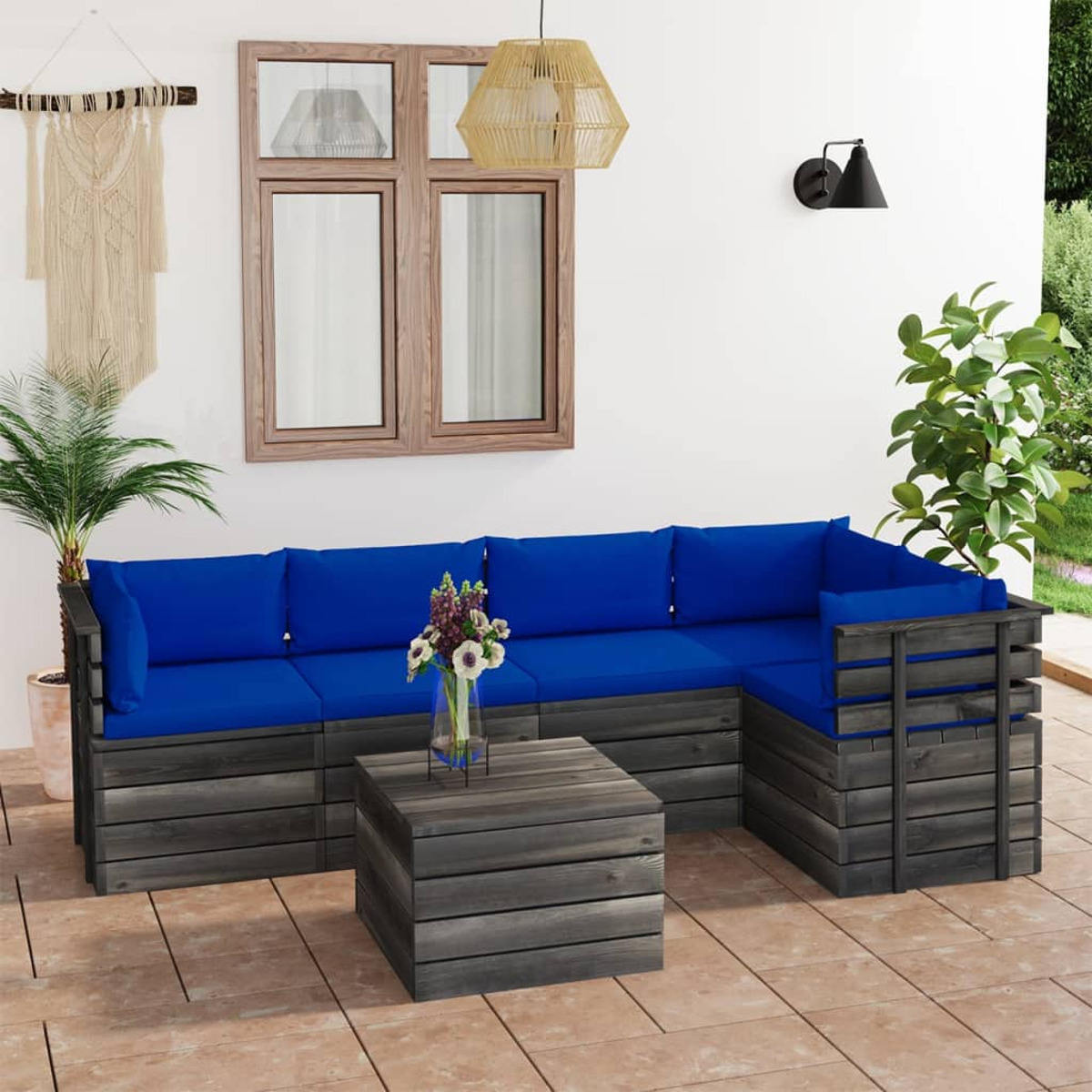 VIDAXL 3061957 und Stuhlset, Blau Gartentisch