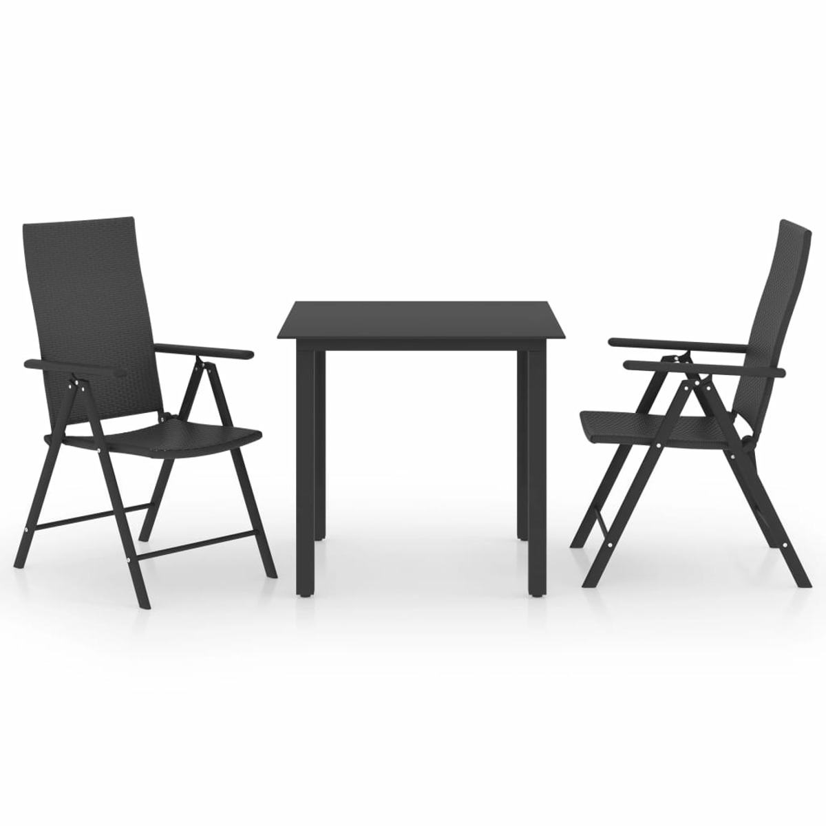 Gartentisch- Stuhlset, VIDAXL Schwarz 3060046 und