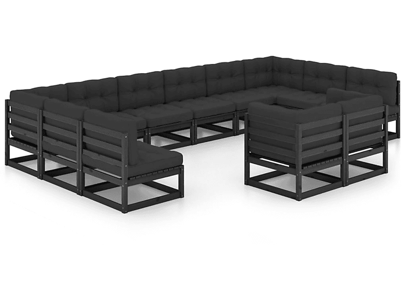 VIDAXL 3077278 Gartentisch- und Schwarz Stuhlset