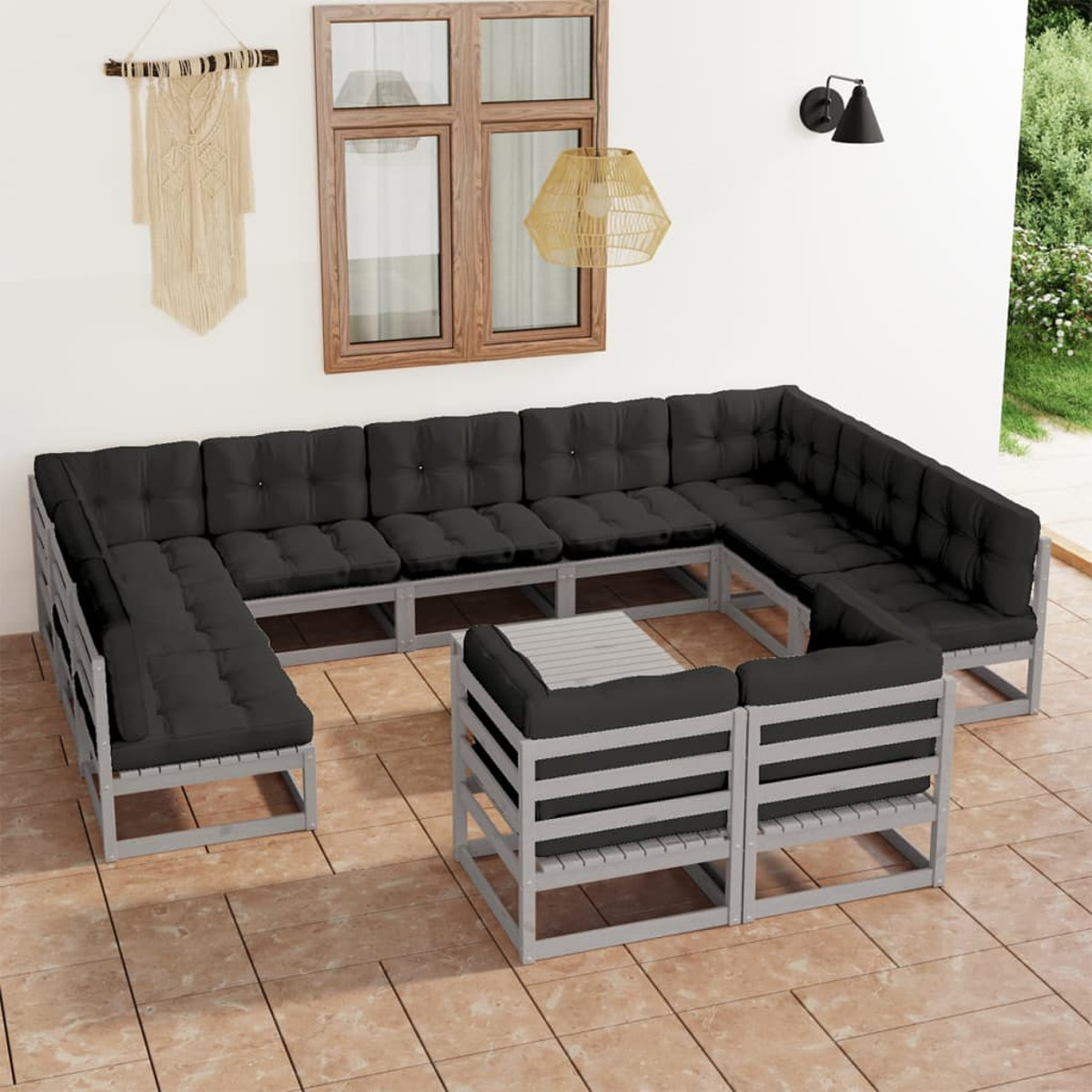 VIDAXL 3077271 und Grau Gartentisch- Stuhlset