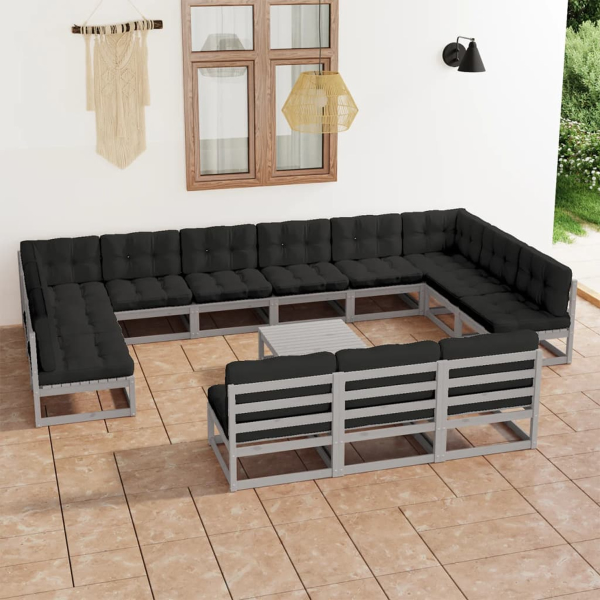 VIDAXL Stuhlset, Gartentisch- Grau und 3077251