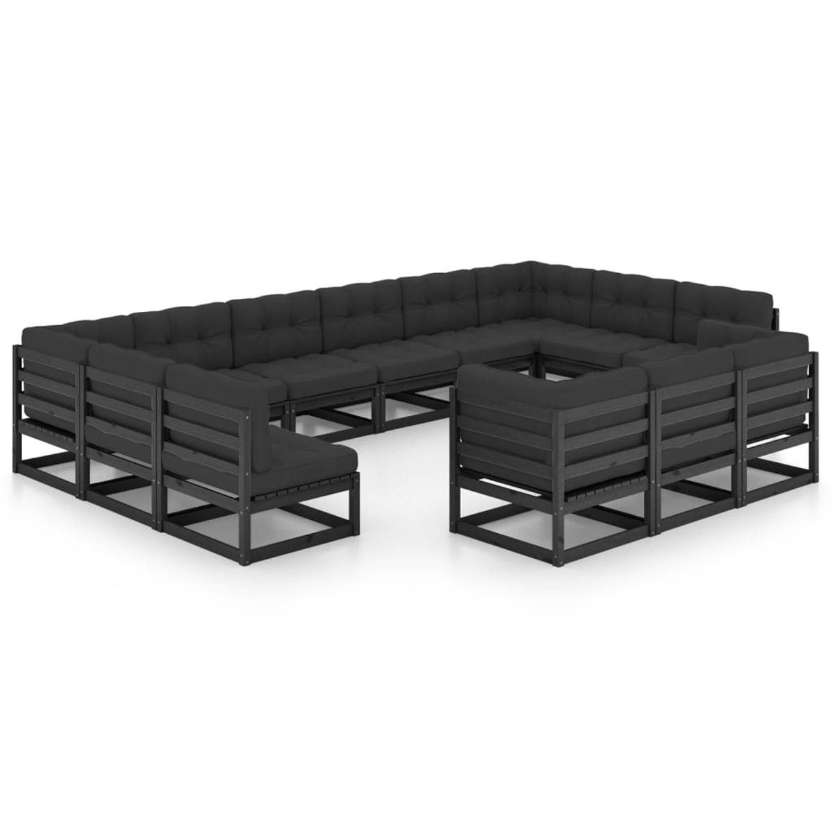 und 3077288 VIDAXL Gartentisch- Schwarz Stuhlset,