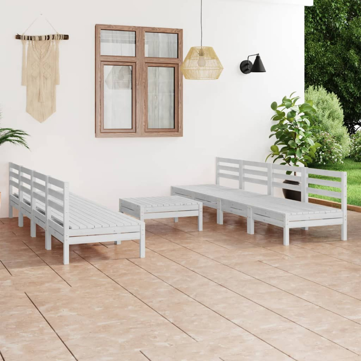 VIDAXL 3082498 Stuhlset, Weiß und Gartentisch-